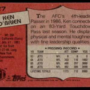 1987 Topps #127 Ken O'Brien New York Jets