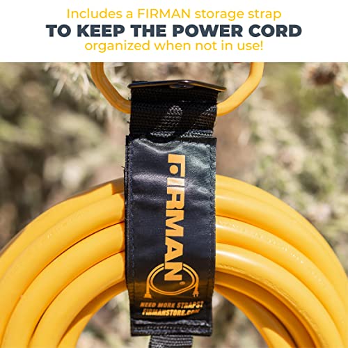 Firman Power Cord with Storage Strap, 10AWG with Circuit Breaker, 30 AMP Wiring, Fully Insulated Extension Cord, L14-30P to 5-20R (4 Outlets), Pack of 1, 25 ft.