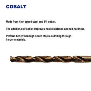 1/8-Inch Cobalt Steel M35 Jobber Length Twist Drill Bits for Hard Metal, Stainless Steel, Pack of 12