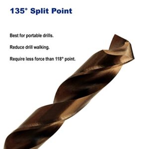 1/8-Inch Cobalt Steel M35 Jobber Length Twist Drill Bits for Hard Metal, Stainless Steel, Pack of 12