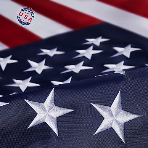 Homissor American Flags 3x5 for Outside US Flag Made in USA - Outdoor Heavy Duty United State Flag Embroidered Stars Durable Nylon for All Weather High Wind Sewn Stripes With Brass Grommets