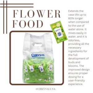 Chrysal Clear Flower Food Packets – Single Packet – Flower Arrangements & Bouquets – Floral Supplies for Fresh Flowers – Fresh Flower Arrangements Supplies – Ideal Florist Supplies- 100 Ct-10g/1 liter