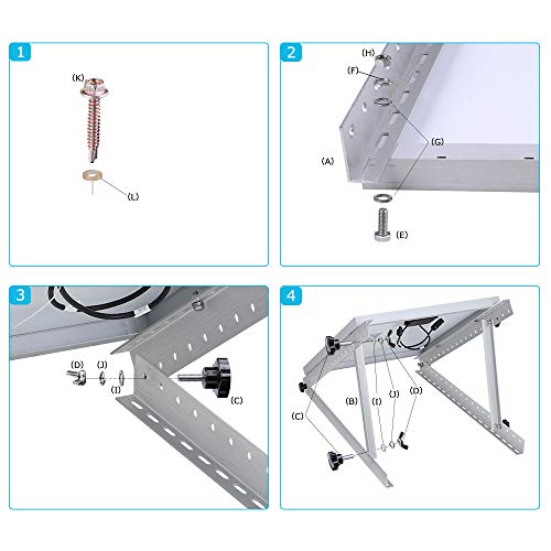 Renogy 28in Adjustable Solar Panel Mount Brackets, with Foldable Tilt Legs on Any Flat Surface for RV, Roof, Boat, Any Off-Grid Systems