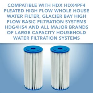 CFS COMPLETE FILTRATION SERVICES EST.2006 Compatible for HDX HDX4PF4 Pleated High Flow Whole House Water Filter: Reduces Sediment - 30 Micron Water Filters 2 Pack