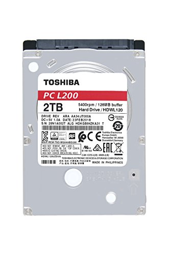 Toshiba HDWL120XZSTA L200 2TB Laptop PC Internal Hard Drive 5400 RPM SATA 6Gb/s 128 MB Cache 2.5" 9.5mm Height - 2000 Internal Bare/OEM Drive
