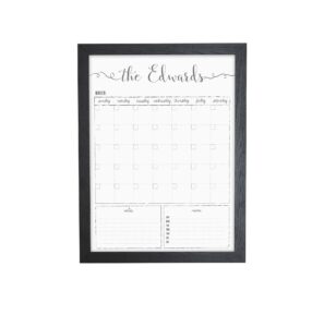 customized dry erase whiteboard framed calendar, wet erase or dry erase, 18x24 or 24x36 wall calendar, monthly calendar, family name calendar