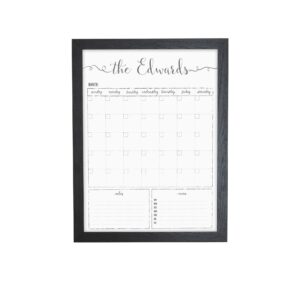 Customized Dry Erase Whiteboard Framed Calendar, Wet Erase or Dry Erase, 18x24 or 24x36 Wall Calendar, Monthly Calendar, Family Name Calendar