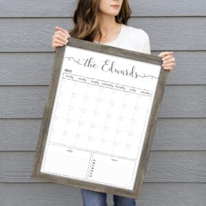 Customized Dry Erase Whiteboard Framed Calendar, Wet Erase or Dry Erase, 18x24 or 24x36 Wall Calendar, Monthly Calendar, Family Name Calendar