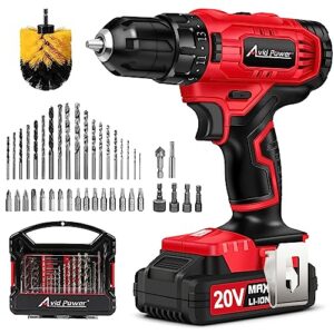 avid power 20v cordless drill set 320 in-lbs torque power drill/driver kit with 41pcs accessories and drill brush, 2 variable speed, 3/8'' keyless chuck