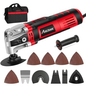 avid power oscillating tool, 3.5-amp oscillating multi tool with 4.5° oscillation angle, 6 variable speeds and 13pcs saw accessories, auxiliary handle and carrying bag