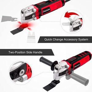 AVID POWER Oscillating Tool, 3.5-Amp Oscillating Multi Tool with 4.5° Oscillation Angle, 6 Variable Speeds and 13pcs Saw Accessories, Auxiliary Handle and Carrying Bag