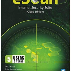 eScan Internet Security Suite with Cloud Security Files & Folders Protection Unauthorized User Security Two Way Firewall Improved | 5 Devices 3 Years | Internet utility Software 2019 [PC/Laptop]