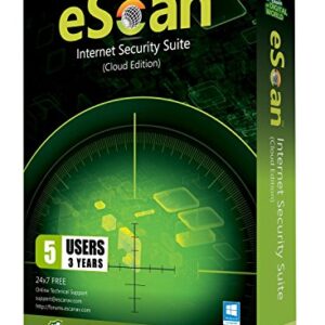 eScan Internet Security Suite with Cloud Security Files & Folders Protection Unauthorized User Security Two Way Firewall Improved | 5 Devices 3 Years | Internet utility Software 2019 [PC/Laptop]