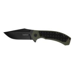 kershaw 8760x fault line folding knife-clam pack, black-oxide 4" blade, nylon handle, ball bearing opening with flipper clam