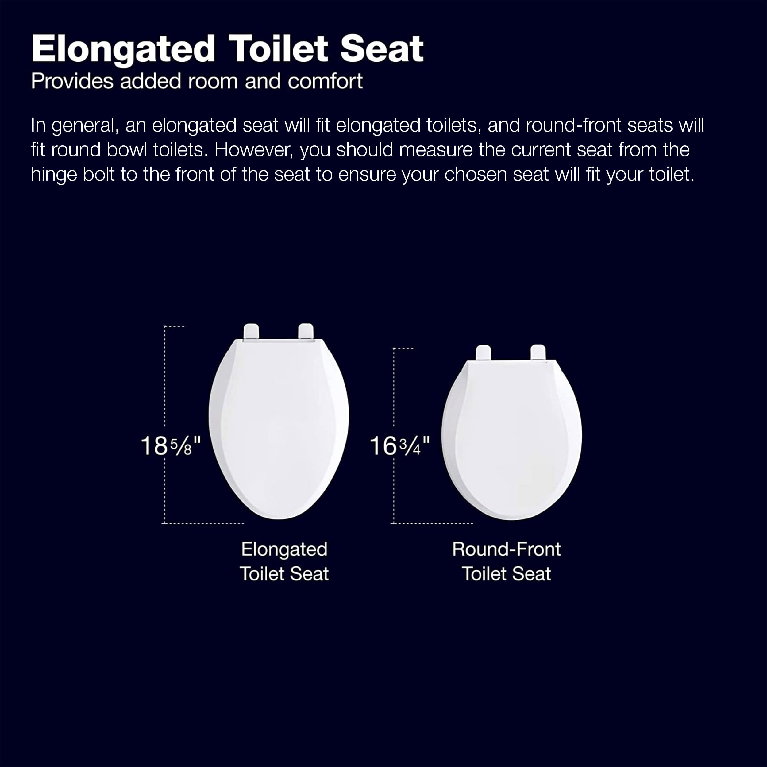 Kohler K-20110-96 Brevia Elongated Toilet Seat with Grip-Tight Bumpers, Quiet-Close Seat, Quick-Attach Hardware, Biscuit