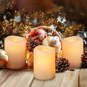 AKU TONPA Flameless Candles Battery Operated Pillar Real Wax Flickering Electric LED Candle Gift Sets with Remote Control Cycling 24 Hours Timer, Pack of 6 (3" D x 4" H, Ivory)