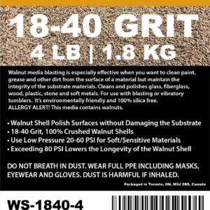 4 lbs or 1.8 kg Ground Walnut Shell Media 18-40 Grit - Fine Walnut Shells for Tumbling, Vibratory Or Blasting