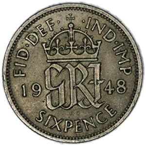 1948 uk george vi british sixpence about good details