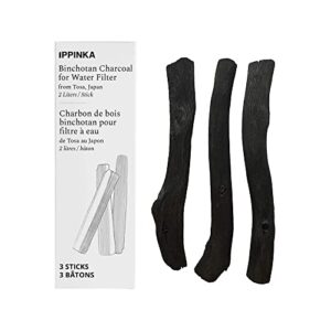 tosa binchotan charcoal water purifying sticks for great-tasting water, three 6 in sticks - each stick filters up to 2 liters of water