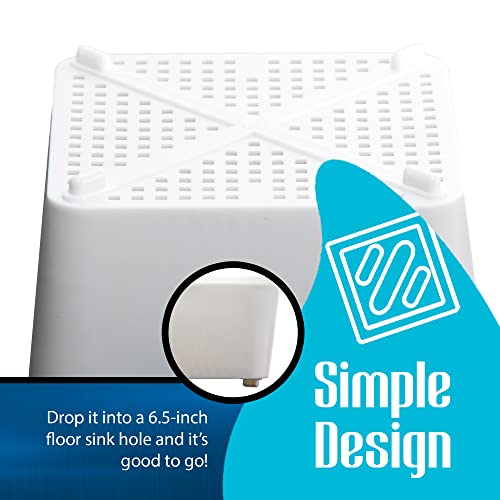 STEADYKLEEN - 6.5-inch Floor Drain Cover Alternative, Square Sink Drain Basket for Restaurants, Home and More, Commercial Sink Strainer with 0.19-inch Holes, Versatile Plastic Drain Screen Basket