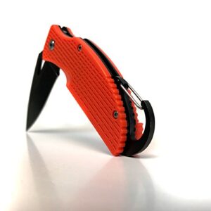 AttractionOil Gifts Survival Orange Pocket Knife With Fire Starter & Carabiner Clip