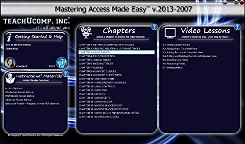 TEACHUCOMP Video Training Tutorial for Microsoft Access 2013 Product Key Card (Download) Course and PDF Manual