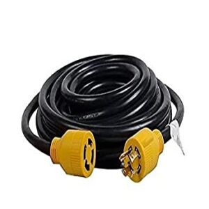 MaxWorks 80841 25 Ft. Heavy Duty 4-Prong Twist Lock 125V/250V 30 Amp L14-30P (Male) L14-30R (Female) Generator Extension Cord, Black and Yellow