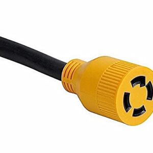 MaxWorks 80841 25 Ft. Heavy Duty 4-Prong Twist Lock 125V/250V 30 Amp L14-30P (Male) L14-30R (Female) Generator Extension Cord, Black and Yellow