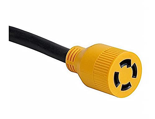 MaxWorks 80841 25 Ft. Heavy Duty 4-Prong Twist Lock 125V/250V 30 Amp L14-30P (Male) L14-30R (Female) Generator Extension Cord, Black and Yellow