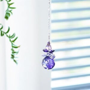 H&D Hanging Crystal Angel Suncatcher Rainbow Maker Guardian Angel Ornament for Home Window Decor (Purple)