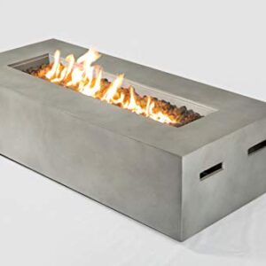 Living Source Propane Outdoor Fire Pit [CM-1012C] | Rectangular Gas Fire Table Table for Balcony,Courtyard, Balcony,Terrace and BBQ |Low Height Fireplace| (Natural Concrete, Size:- 6" Hx42 Wx20 D)