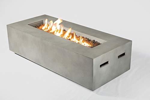 Living Source Propane Outdoor Fire Pit [CM-1012C] | Rectangular Gas Fire Table Table for Balcony,Courtyard, Balcony,Terrace and BBQ |Low Height Fireplace| (Natural Concrete, Size:- 6" Hx42 Wx20 D)