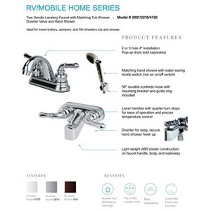 Laguna Brass 2001CP/3210CP/4120CP RV Bathroom and Tub Faucet with Matching Hand Shower Combo Chrome Finish