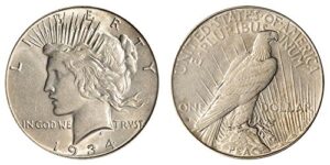 1934 s peace dollar $1 brilliant uncirculated