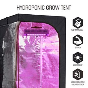 BloomGrow 36''x24''x53'' 2-in-1 Grow Tent Room w/Waterproof Floor Tray + Grow Light Hanger + Digital Hygrometer + Bonsai Shears + 24 Hour Timer + Trellis Netting Indoor Grow Tent Kit