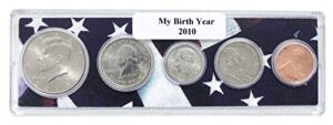 2010-5 coin birth year set in american flag holder uncirculated