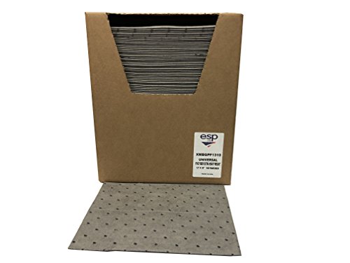 Evolution Sorbent Products XMBGPF1310 Spilfyter Polypropylene Extra Heavy Absorbent Pad, 12 Gal Capacity, 13" Length, 10" Width, Gray, Pack of 100