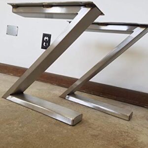 Brushed Stainless Table Legs, Z-Shaped - Any Size