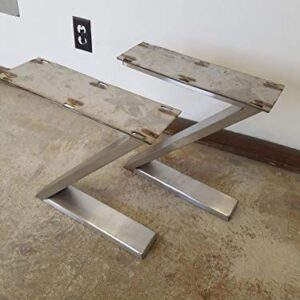 Brushed Stainless Table Legs, Z-Shaped - Any Size