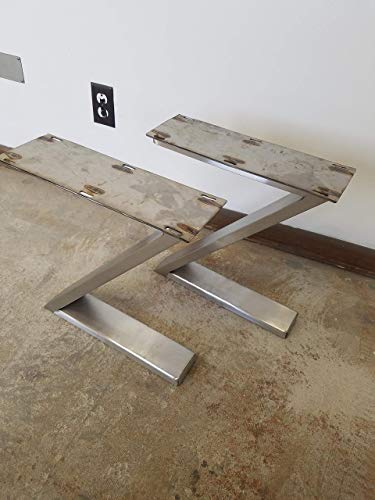 Brushed Stainless Table Legs, Z-Shaped - Any Size