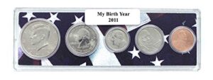 2011-5 coin birth year set in american flag holder uncirculated