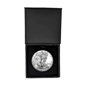 2018 - u.s. silver eagle in plastic air tite in magnet close black gift box - gem brilliant uncirculated dollar uncirculated us mint