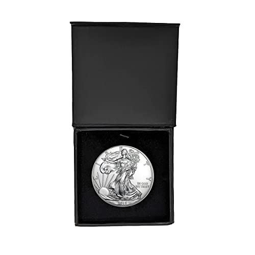 2018 - U.S. Silver Eagle in Plastic Air Tite in Magnet Close Black Gift Box - Gem Brilliant Uncirculated Dollar Uncirculated US Mint