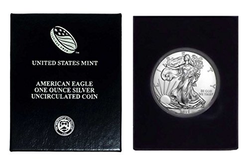 2018 - U.S. Silver Eagle in Plastic Air Tite in Magnet Close Black Gift Box - Gem Brilliant Uncirculated Dollar Uncirculated US Mint