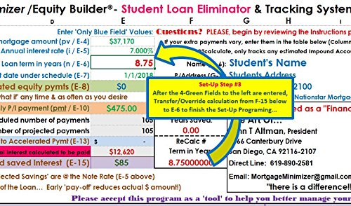 Mortgage Minimizer/Equity Builder: Student Loan Eliminator Manager & Tracking System