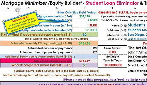 Mortgage Minimizer/Equity Builder: Student Loan Eliminator Manager & Tracking System