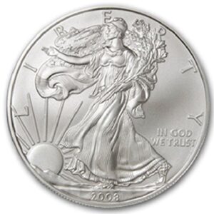 2008-1 ounce american silver eagle low flat rate shipping .999 fine silver dollar uncirculated us mint