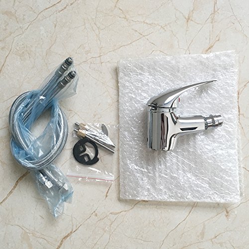 Toilet Bidet Faucet with Hot & Cold Water Brass Bathroom Single Hole Sink Mixer Tap, Chrome