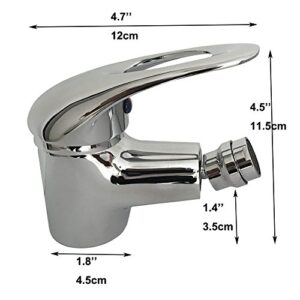 Toilet Bidet Faucet with Hot & Cold Water Brass Bathroom Single Hole Sink Mixer Tap, Chrome