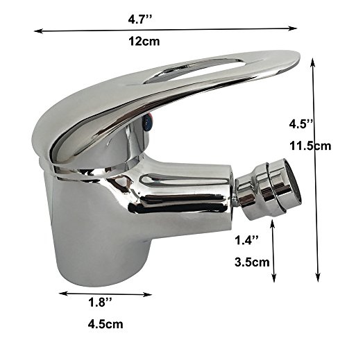 Toilet Bidet Faucet with Hot & Cold Water Brass Bathroom Single Hole Sink Mixer Tap, Chrome